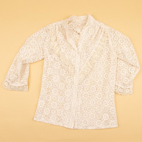 Vintage Lace Blouse Size Small Carefree Fashions - Picture 3 of 3